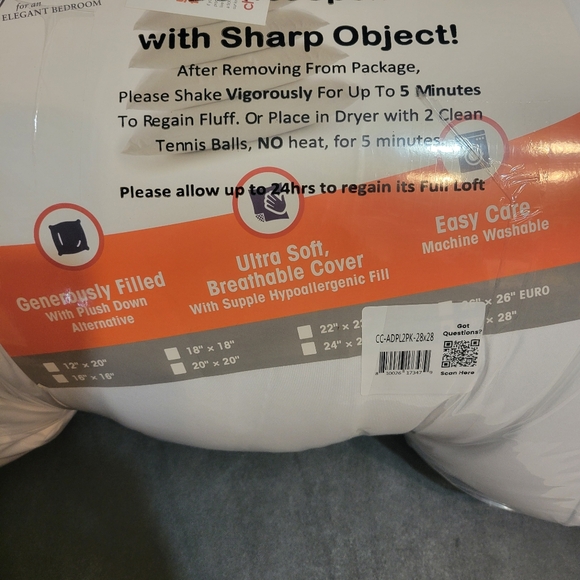 2 Cheer Collection Pillows & Cushion Inserts Hypoallergenic Down Alternative - Picture 4 of 5